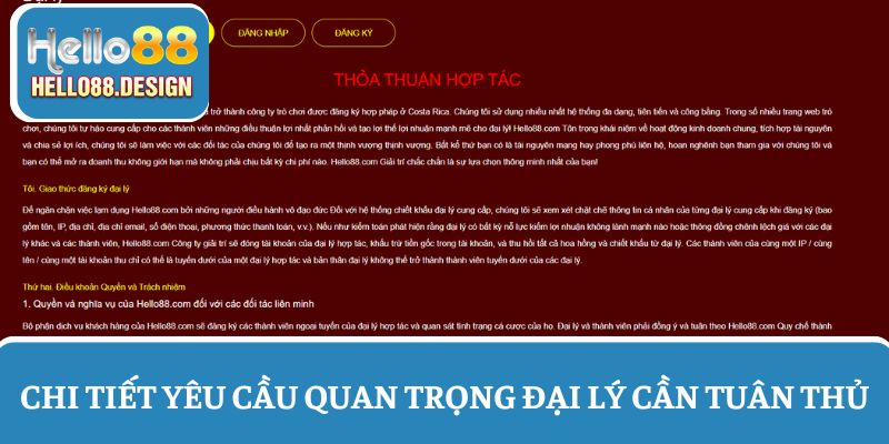 Chi tiết yêu cầu quan trọng đại lý cần tuân thủ
